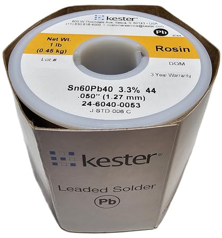 KESTER SOLDER 24-6040-0053 Solder Wire, 60/40 SN/PB, 190°C, 1LB, 050 Diameter, Yellow Label