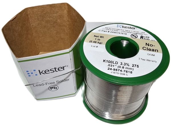 Kester443-845 24-9574-7618 K100Ld Lead-Free No Clean Wire Solder.031" Diameter-Low Cost Alloy