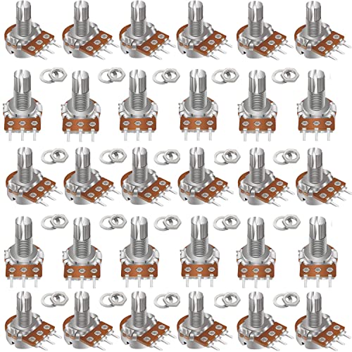 Taiss 100PCS Potentiometer Kit,WH148 B1K 5K 10K 20K 50K 100K 250K 500K 1M ohm potentiometers,Potentiometer Assortment,Single Linear Taper Potentiometer 3 Terminal with Knobs,Nuts and Washers